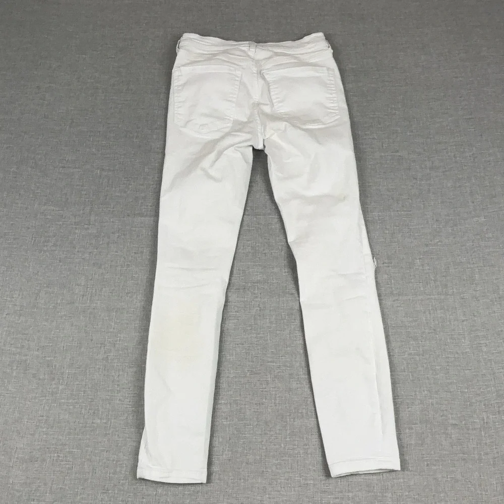 Free People Jeans Womens W 27R White Mid Rise Skinny Distressed Ripped Denim